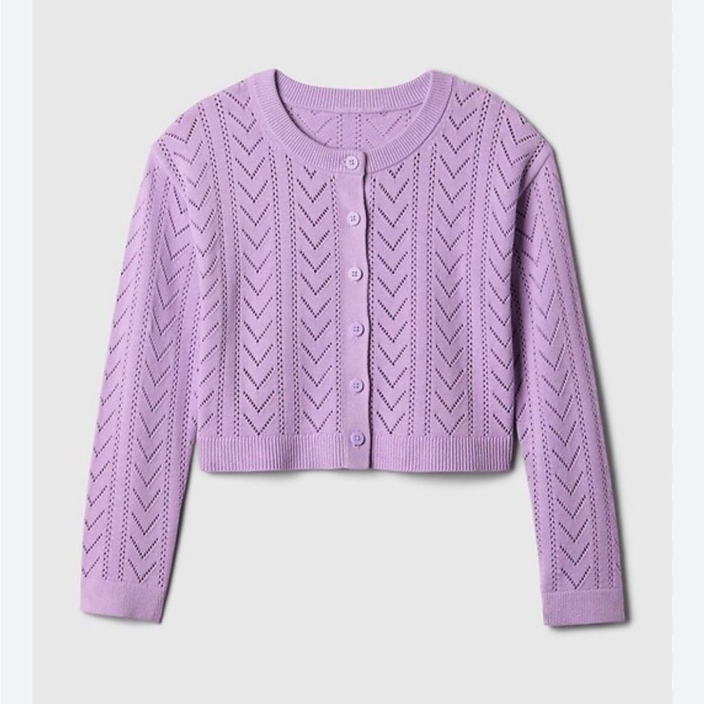 Gap kids pointelle cardigan sweater size 8 M purple
